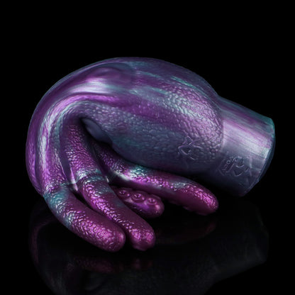Kraken Sexpuppe in Tiefviolett-Cyan mit Schuppenstruktur, Acht Tentakeln & Einzelkanal – Tiefviolett-Cyan-Metallschimmer, Vakuumpumpen-kompatibel & Platin-Silikon
