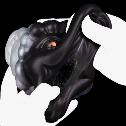 Dark Fantasy Schaf-Stroker-Schwarz/Weiß – Handgegossenes Silikon & Strukturkanal-sex toys