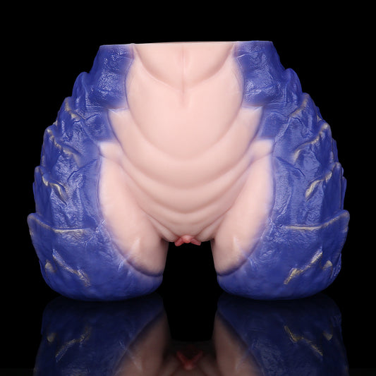 Blau-Lila Drachen-Po Masturbator für Männer – Medizinisches Silikon-Dual-Kanal Sextoy für Dein Fantasy Solo-Erlebnis