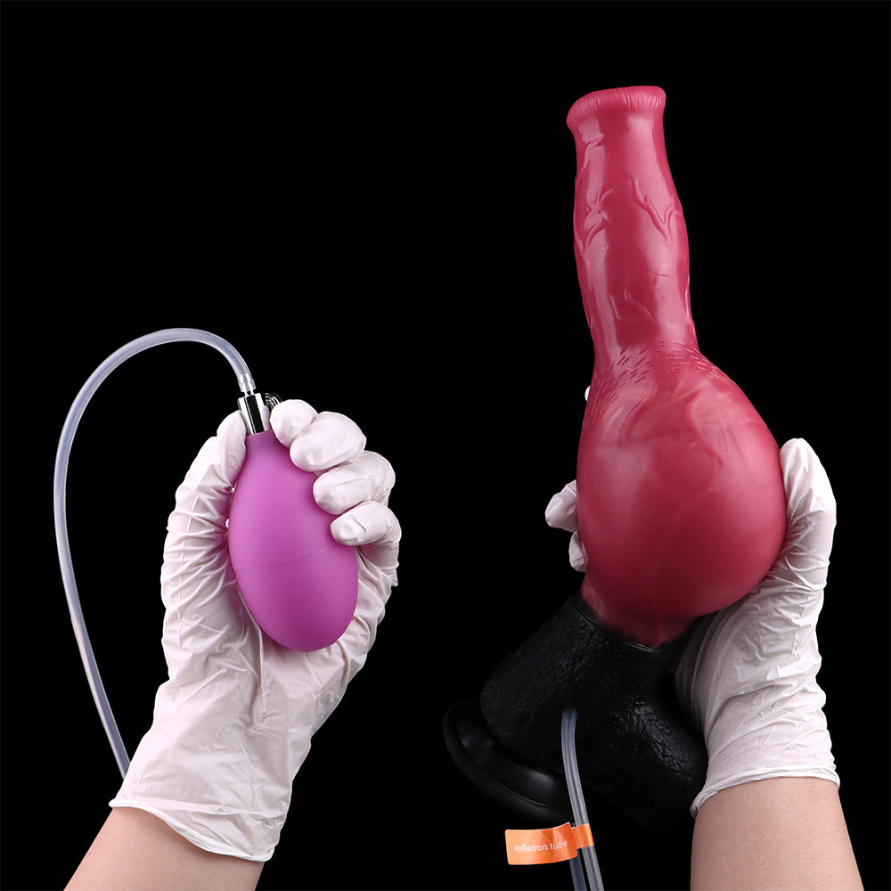 Squirt Creature Style Dong Silicone - Organic Shape Dildo Bio Texture Inflatable Mid-Knot