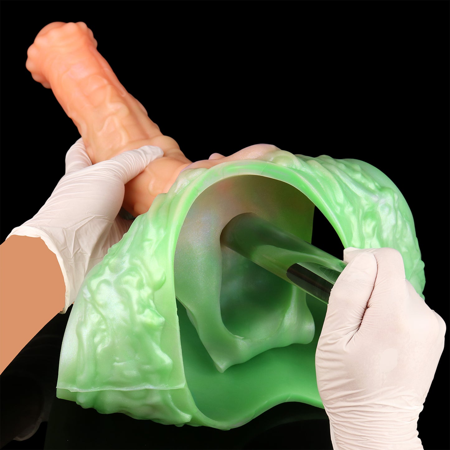 Fantasy Equine Penis Sleeve – Horse Wearable Strap-On with Emerald Green Caramel Coloration