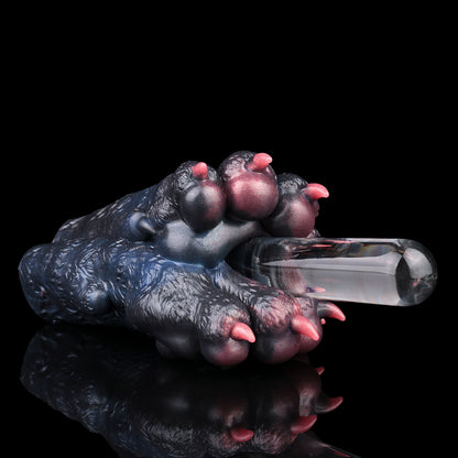 Strukturiertes Black Bear Pocket Pussy | Platinum Silicone Furry Animal Pocket Pussy mit Bärenklauen