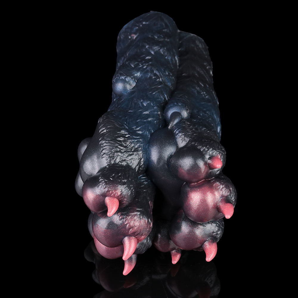 Strukturiertes Black Bear Pocket Pussy | Platinum Silicone Furry Animal Pocket Pussy mit Bärenklauen