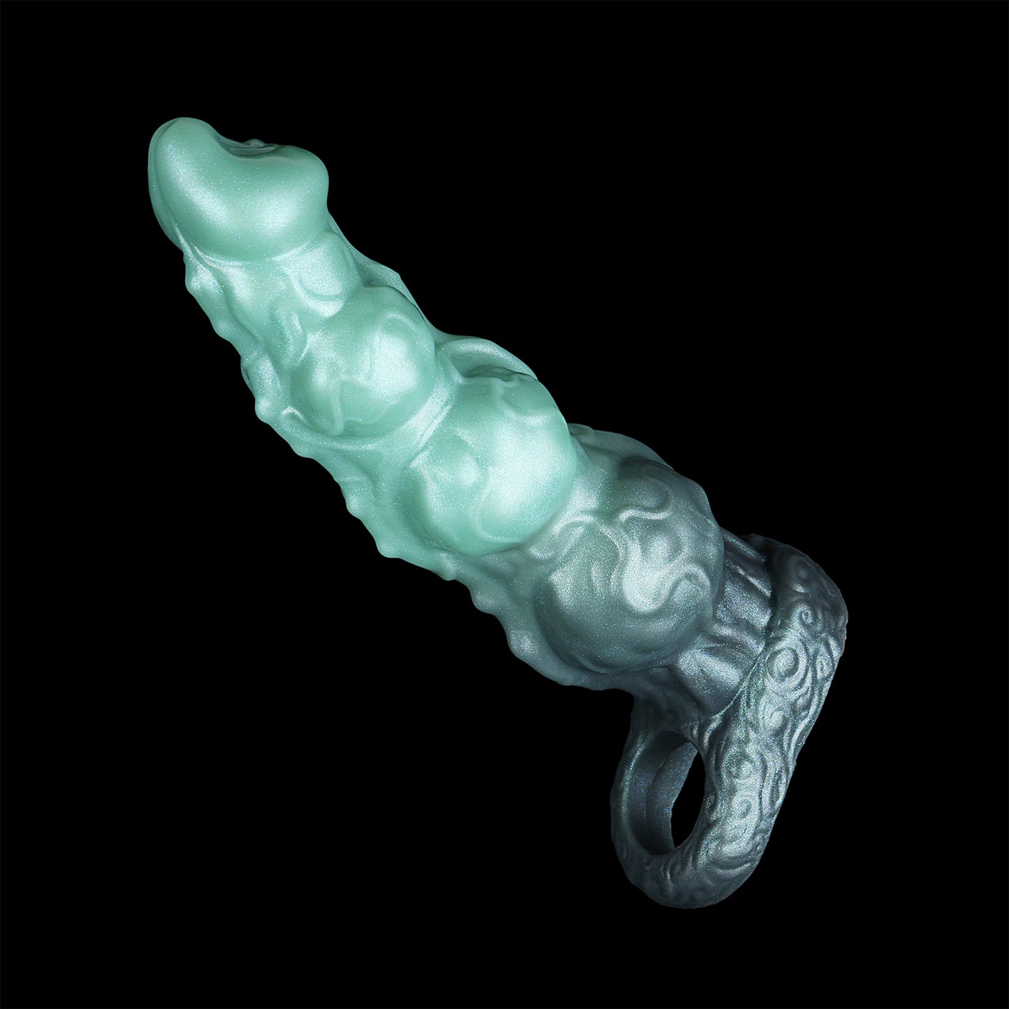 Neon-Plasma Overlord – Biomorpher Penisekstender mit Hodenband aus Platin-Silikon