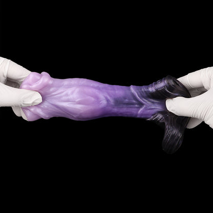 Textured Fantasy Cock Sleeve Platinum Silicone - Monster Penis Extender with Three-Zone Structure and Dual Ring Base