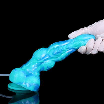 Eisblauer Drachen-Fantasy Dildo – Schaft mit Squirt-Funktion | Platin-Silikon | SilikonLust