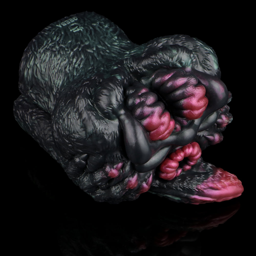 Alien Fantasy Masturbator Platinum Silicone - Immersive Dual-Channel Stroker with Creature Texture and Tight Grip Opening