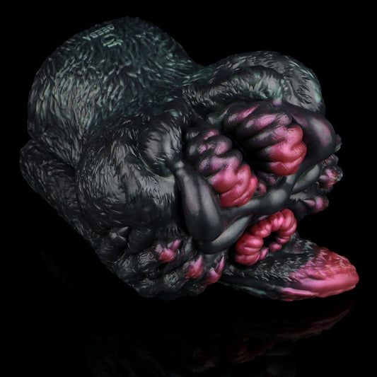 Alien Fantasy Masturbator Platinum Silicone - Immersiver Doppelkanal Stroker mit Kreaturen-Textur und Tight Grip Eingang