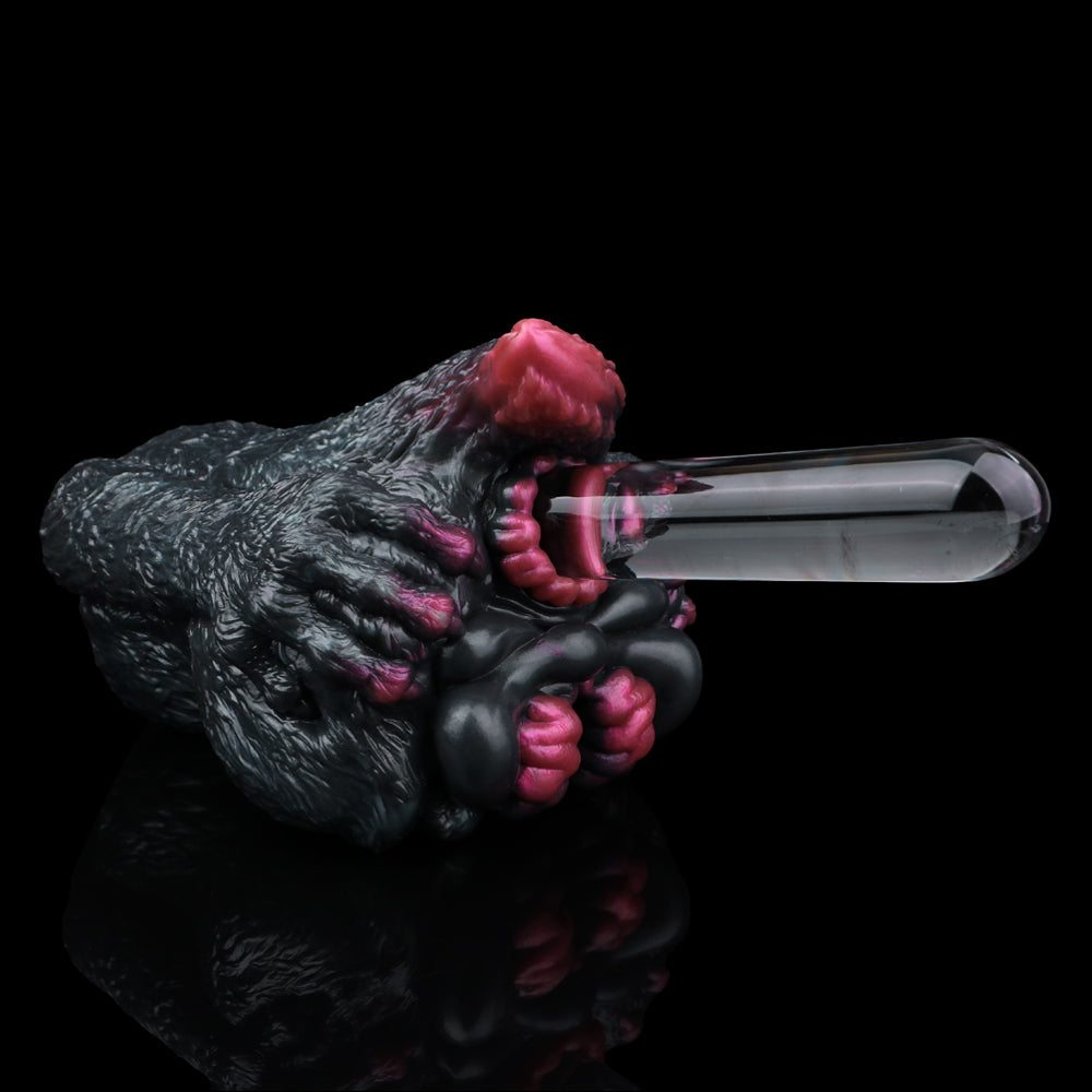 Alien Fantasy Masturbator Platinum Silicone - Immersive Dual-Channel Stroker with Creature Texture and Tight Grip Opening