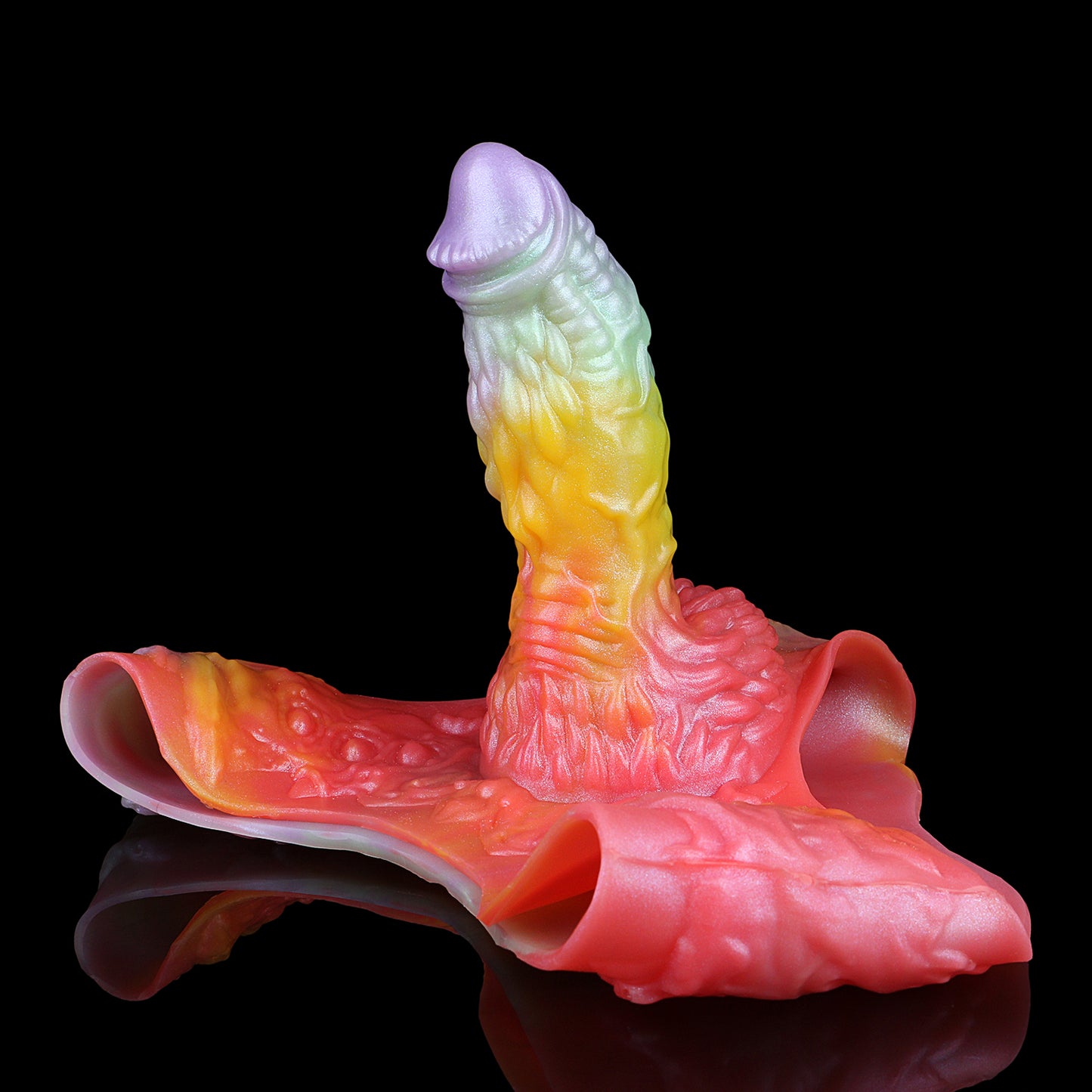 Five-Tone Gradient Penis Sleeve – Liane-Totem-Textur, Macaron-Farbguss & Fantasy-Glans | Platin-Silikon | SilikonLust