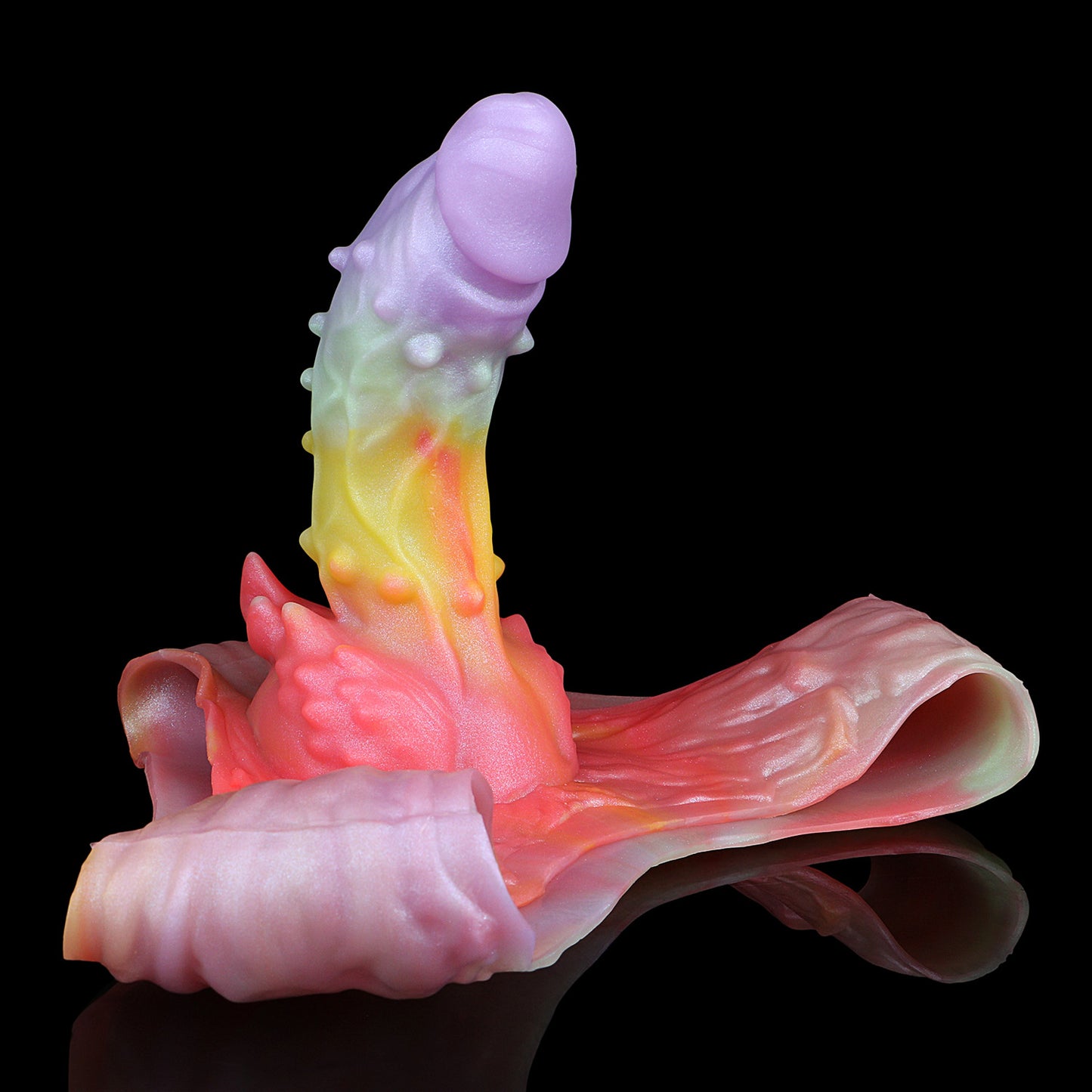 Rainbow Fantasy Alien Penis Sleeve Wearable - Fünf-Farben Macaron | Kugelnoppen Fantasy Strap