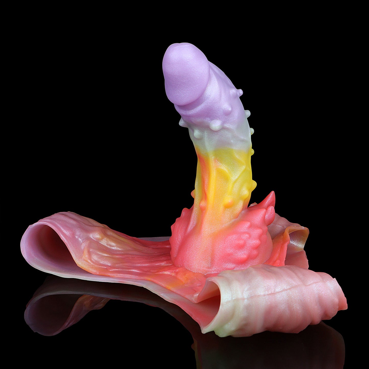 Rainbow Fantasy Alien Penis Sleeve Wearable - Fünf-Farben Macaron | Kugelnoppen Fantasy Strap