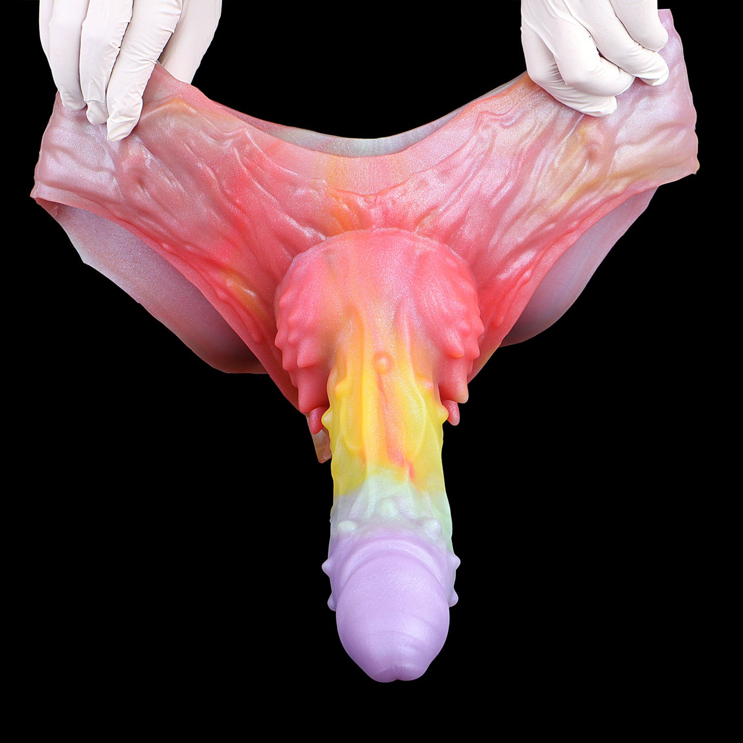 Rainbow Fantasy Alien Penis Sleeve Wearable - Fünf-Farben Macaron | Kugelnoppen Fantasy Strap