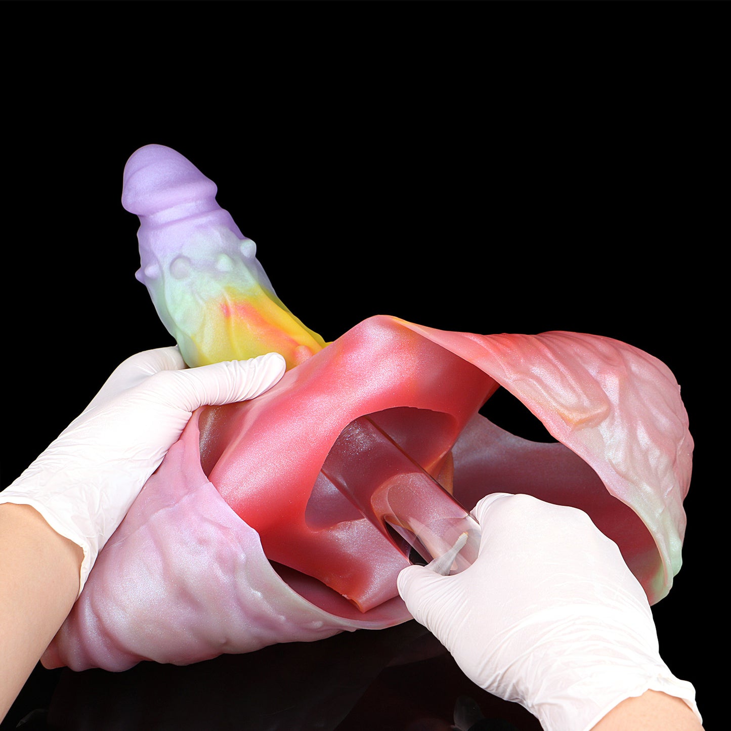 Rainbow Fantasy Alien Penis Sleeve Wearable - Fünf-Farben Macaron | Kugelnoppen Fantasy Strap
