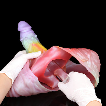 Rainbow Fantasy Alien Penis Sleeve Wearable - Fünf-Farben Macaron | Kugelnoppen Fantasy Strap