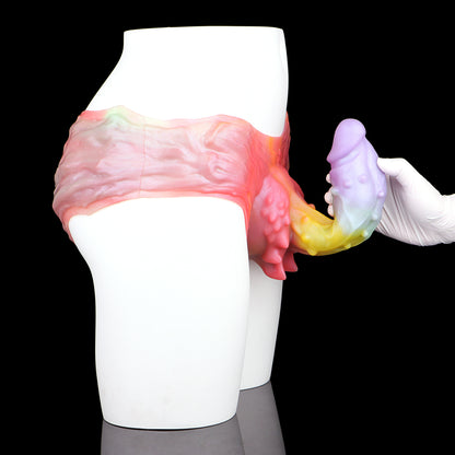 Rainbow Fantasy Alien Penis Sleeve Wearable - Fünf-Farben Macaron | Kugelnoppen Fantasy Strap