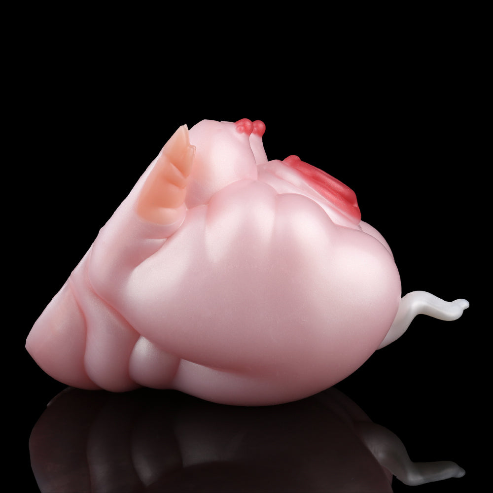 Pig Pocket Pussy aus Platin-Silikon – Handheld Silicone Masturbator mit geometrischer Druckstruktur