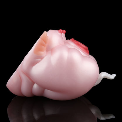 Pig Pocket Pussy aus Platin-Silikon – Handheld Silicone Masturbator mit geometrischer Druckstruktur