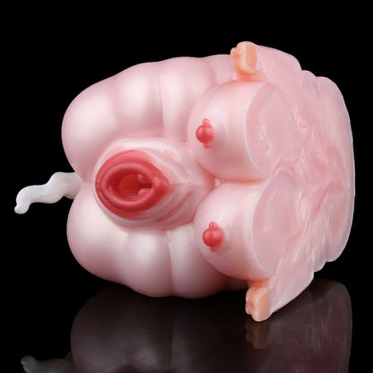 Pig Pocket Pussy aus Platin-Silikon – Handheld Silicone Masturbator mit geometrischer Druckstruktur