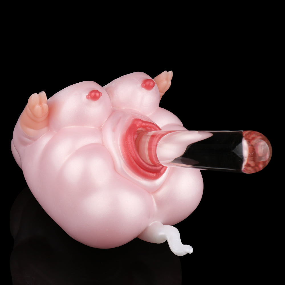 Pig Pocket Pussy aus Platin-Silikon – Handheld Silicone Masturbator mit geometrischer Druckstruktur
