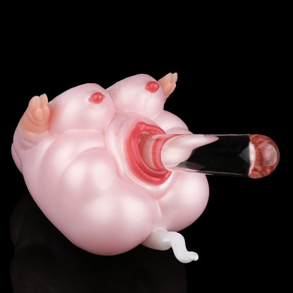 Pig Pocket Pussy aus Platin-Silikon – Handheld Silicone Masturbator mit geometrischer Druckstruktur