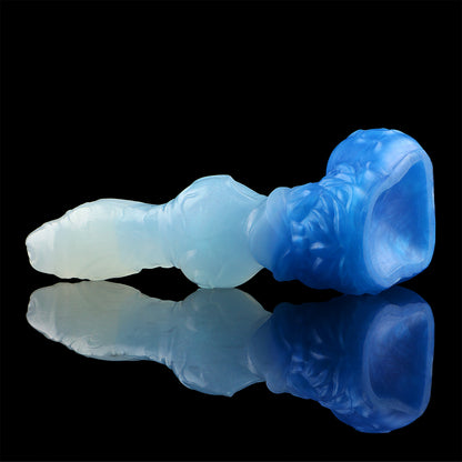 Eiskristall Fantasy Dildo mit Saugnapf – Luxus Platin-Silikon Drachen-Dildo im dreifachen Ozean-Farbverlauf
