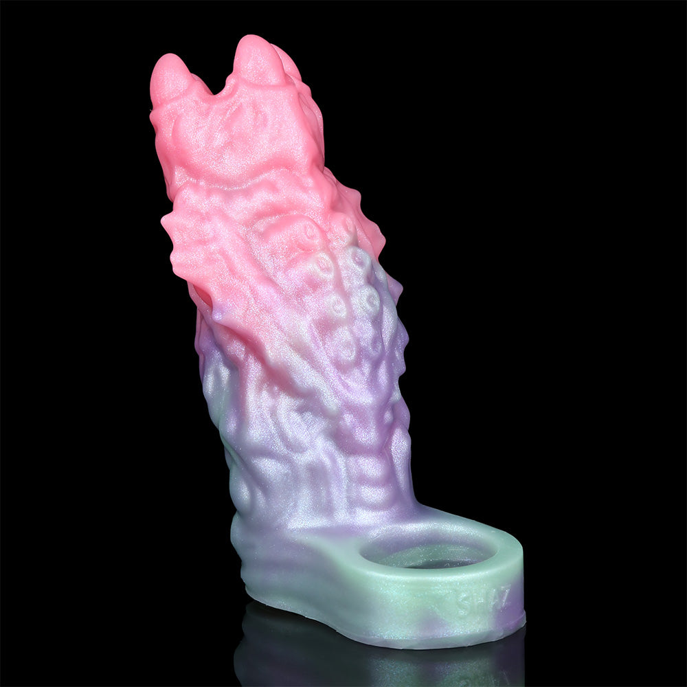 Dragon Fantasy Penis Sleeve - Fetish Dragon Scale Pearlescent Platinum Silicone | SilikonLust