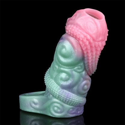 Penis Sleeve Python Spiral – Fetish Baroque Volutes Platinum Silicone | SilikonLust