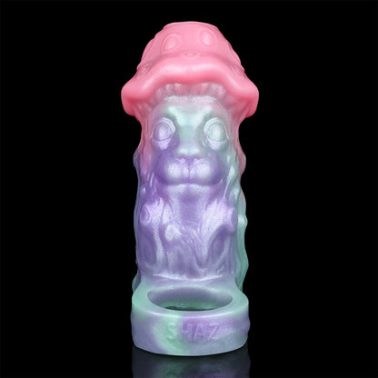 Penis Sleeve Mushroom Cap – Open Mushroom Cap, Organic Texture & Pearlescent Gradient | Platinum Silicone | SilikonLust
