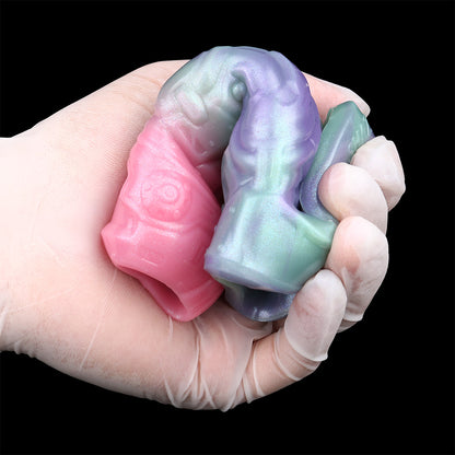 Cyber Mecha Penis Sleeve – Platinum Silicone Extender with Armor Structure | SilikonLust Fetish