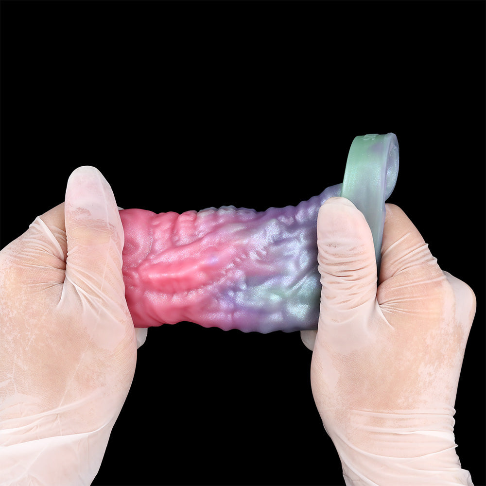 Dragon Fantasy Penis Sleeve - Fetish Dragon Scale Pearlescent Platinum Silicone | SilikonLust