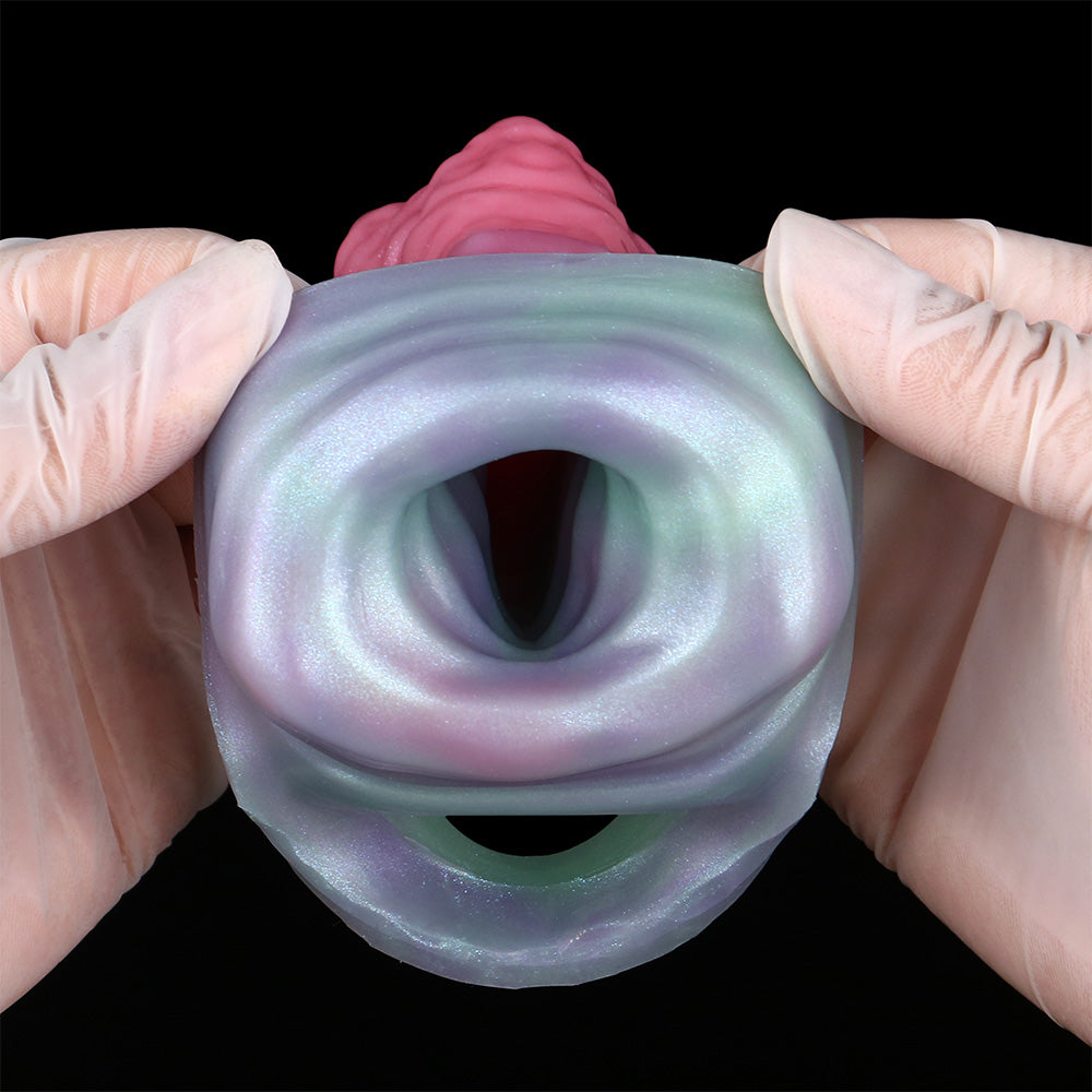 Dragon Fantasy Penis Sleeve - Fetish Dragon Scale Pearlescent Platinum Silicone | SilikonLust