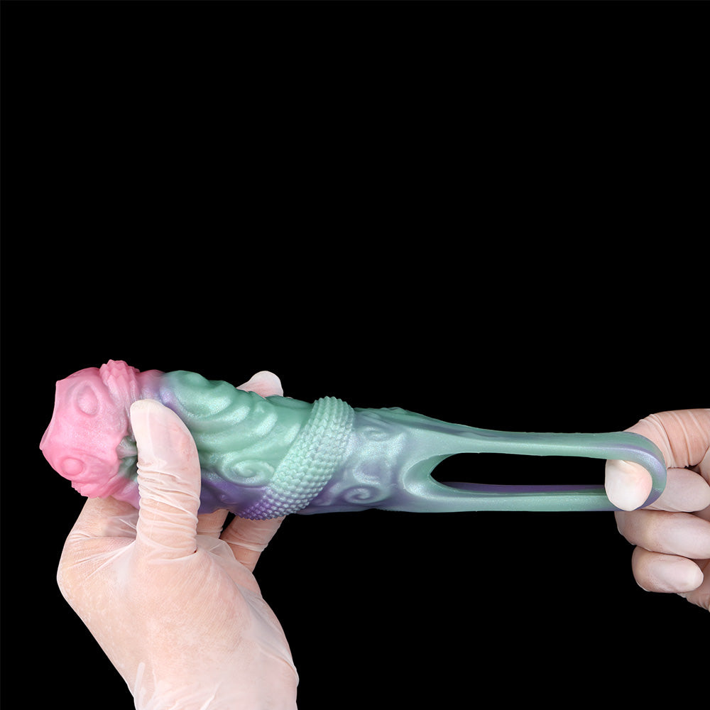 Penis Sleeve Python Spiral – Fetish Baroque Volutes Platinum Silicone | SilikonLust