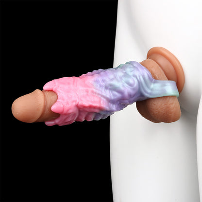 Dragon Fantasy Penis Sleeve - Fetish Dragon Scale Pearlescent Platinum Silicone | SilikonLust