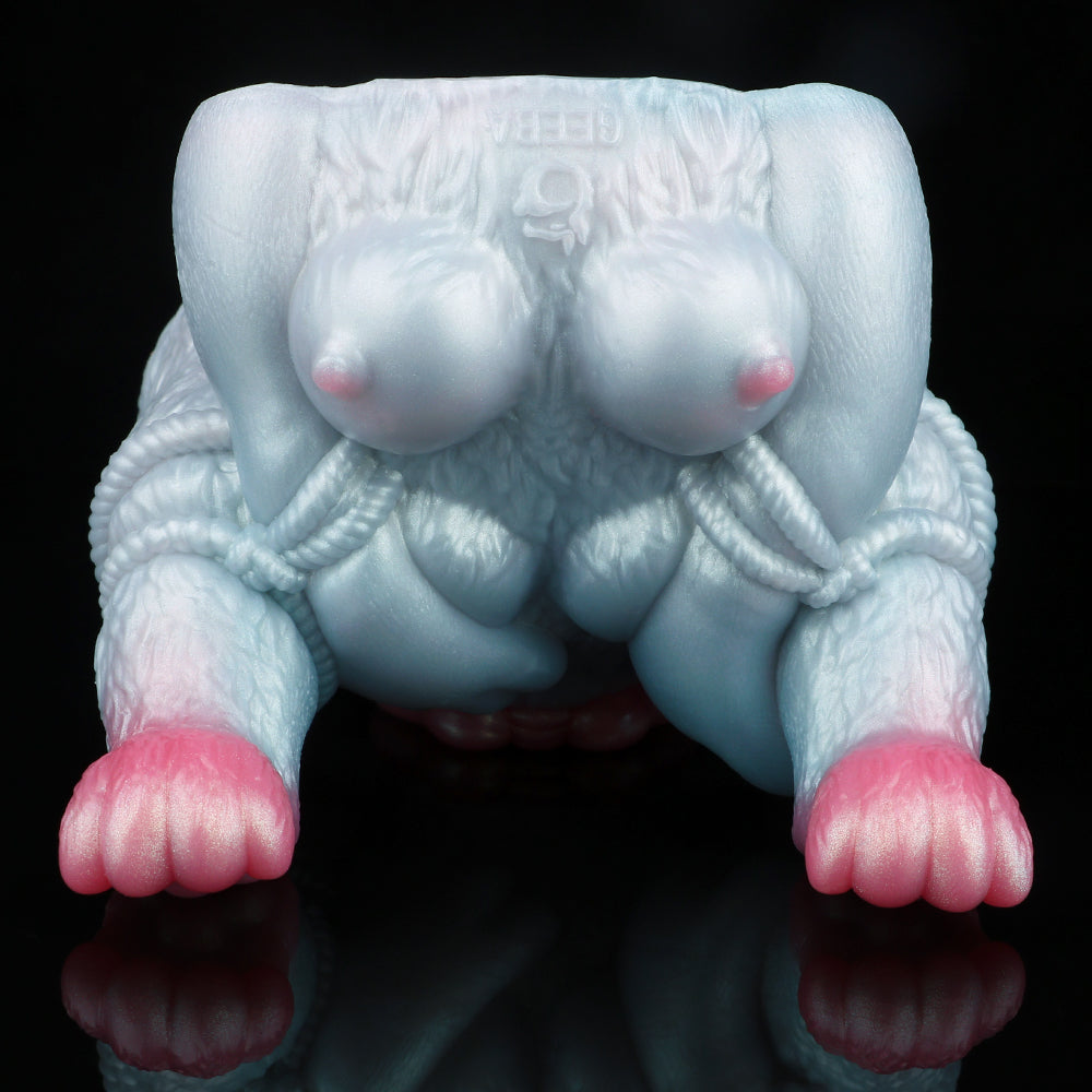 Wolf Girl Fantasy Masturbator Platinum Silicone - Werewolf Girl Design with Bondage Aesthetic and Tight Spiral Channel