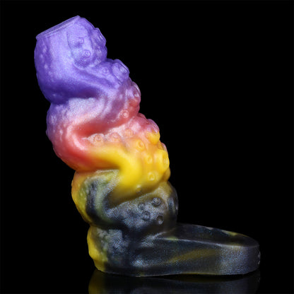 Colorful Alien Phallus Sleeve | Totem Block Relief & Tentacle Suction Cup Texture | Nebula Penis Sleeve