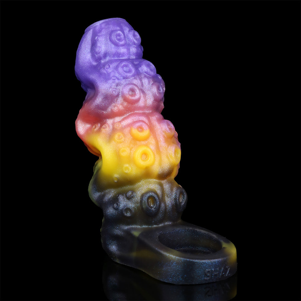 Colorful Alien Phallus Sleeve | Totem Block Relief & Tentacle Suction Cup Texture | Nebula Penis Sleeve