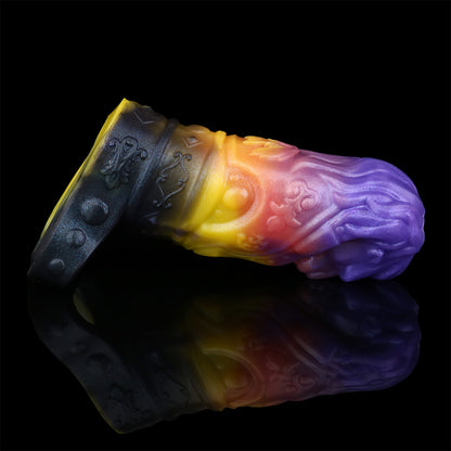 Royal Lion Head Penis Sleeve - Open Tip & Premium Platinum Silicone in Neon Glitter