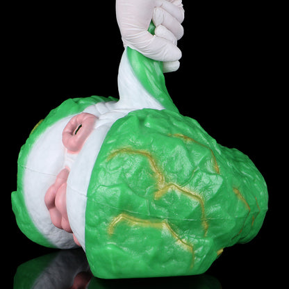 Drachen-Sexpuppe Jadegrün – Geschichtete Schuppenpanzer-Textur, Blitzförmige Goldadern, Doppelkanal Vaginal & Anal, Rosa Eingänge & Abnormer Innenkanal aus Doppelschicht-Platin-Silikon