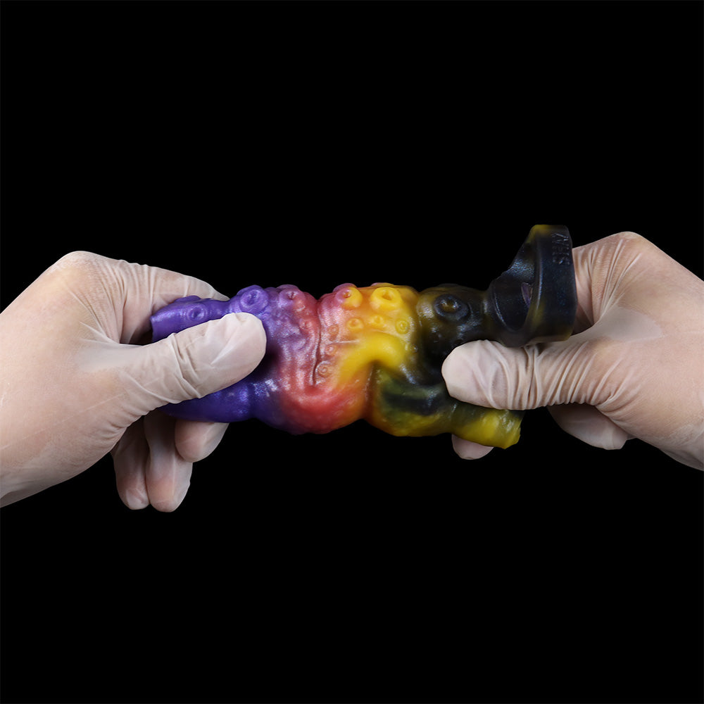 Colorful Alien Phallus Sleeve | Totem Block Relief & Tentacle Suction Cup Texture | Nebula Penis Sleeve