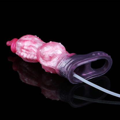 Sternnova Penis Sleeve – Bionische Wulststruktur, Rosa-Weiss-Perlmuttwirbel, Spritzfunktion & Violetter Erweiterungsring-Verzögerungssockel aus Platin-Silikon