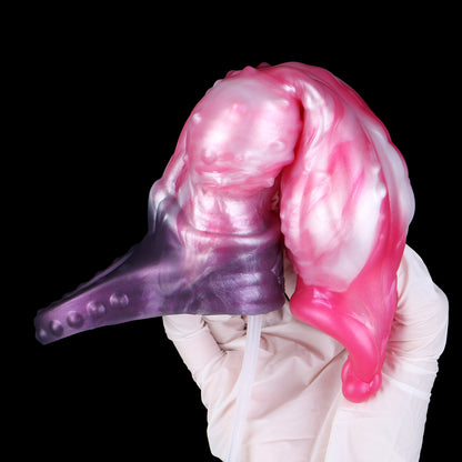 Sternnova Penis Sleeve – Bionische Wulststruktur, Rosa-Weiss-Perlmuttwirbel, Spritzfunktion & Violetter Erweiterungsring-Verzögerungssockel aus Platin-Silikon