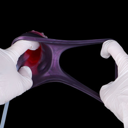 Sternnova Penis Sleeve – Bionische Wulststruktur, Rosa-Weiss-Perlmuttwirbel, Spritzfunktion & Violetter Erweiterungsring-Verzögerungssockel aus Platin-Silikon