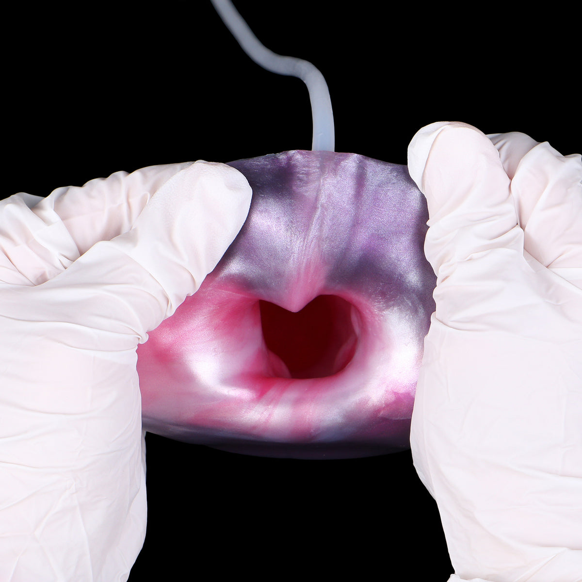 Sternnova Penis Sleeve – Bionische Wulststruktur, Rosa-Weiss-Perlmuttwirbel, Spritzfunktion & Violetter Erweiterungsring-Verzögerungssockel aus Platin-Silikon