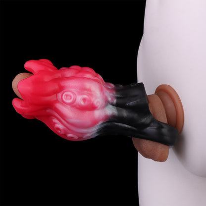 Entfesselter Flammen-Penis Sleeve aus Silikon – Cock Sleeve Extender mit Tentakel-Textur für intensive sensorische Eskalation