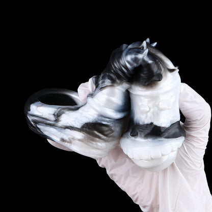 Realistischer Penis Sleeve im Pferde-Design – Dehnbare Silikon Penis-Hülle mit Noppen, Hoden-Schlaufe & 10 Vibrationsmodi für Paare