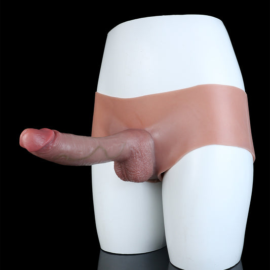 Realistischer Strap-On Dildo mit Hodensack & Slip – Hellhautton, Venenrelief & Platin-Silikon für Frauen, Paare & ED