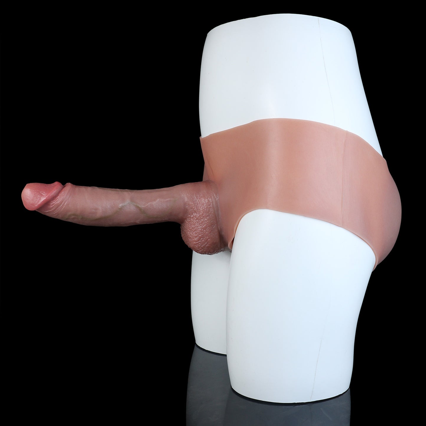 Realistischer Strap-On Dildo mit Hodensack & Slip – Hellhautton, Venenrelief & Platin-Silikon für Frauen, Paare & ED