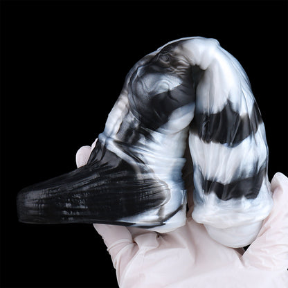 Markante Zebra-Marmor Optik: Vibrierende Penishülle mit Delay-Gurt für grenzenlose Ausdauer