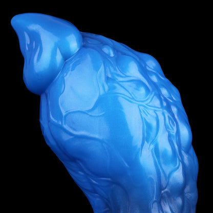 Cyber-Alien Cosmic Phallus – Zweischichtiger Fantasy Dildo aus Platin-Silikon mit Metallic-Blau-Verlauf & Saugnapf